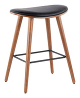 LumiSource Saddle Wood & PU Leather Seat Counter/Bar Stools (2-Piece Set), Walnut/Black