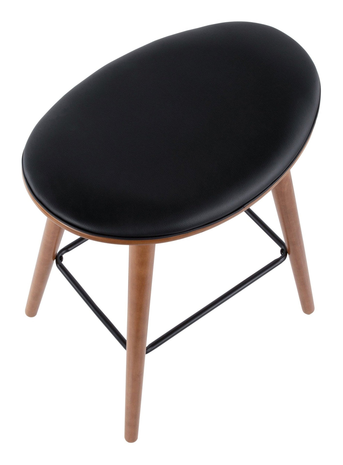 LumiSource Saddle Wood & PU Leather Seat Counter/Bar Stools (2-Piece Set), Walnut/Black