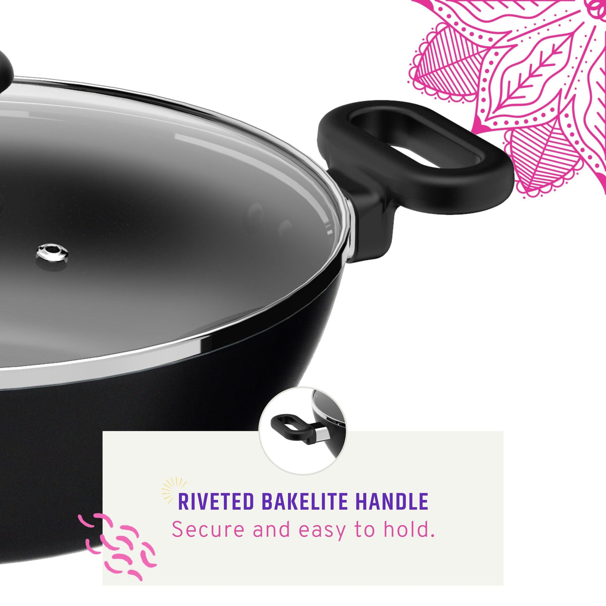 Maharaja 3.4qt Non-Stick Karahi with lid 26cm 10.25in