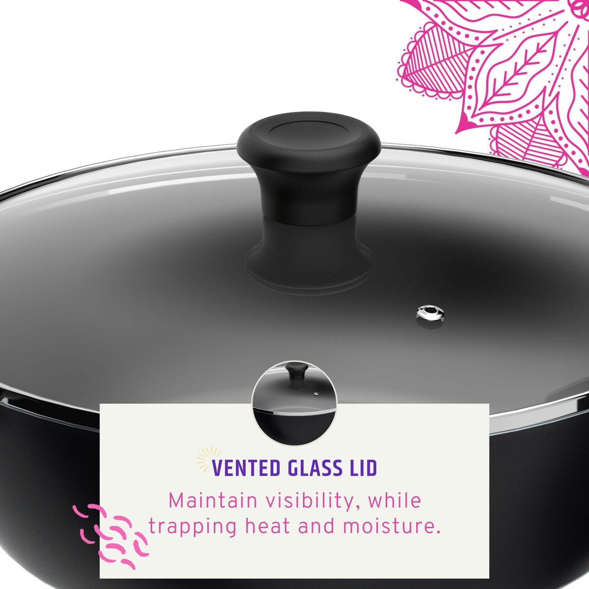 Maharaja 3.4qt Non-Stick Karahi with lid 26cm 10.25in