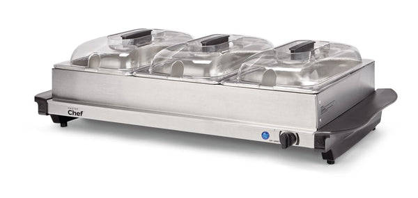 MASTER Chef 3-Tier Buffet Server/Food Warmer with Warming Tray, Stainless Steel, 300W H0