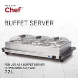 MASTER Chef 3-Tier Buffet Server/Food Warmer with Warming Tray, Stainless Steel, 300W