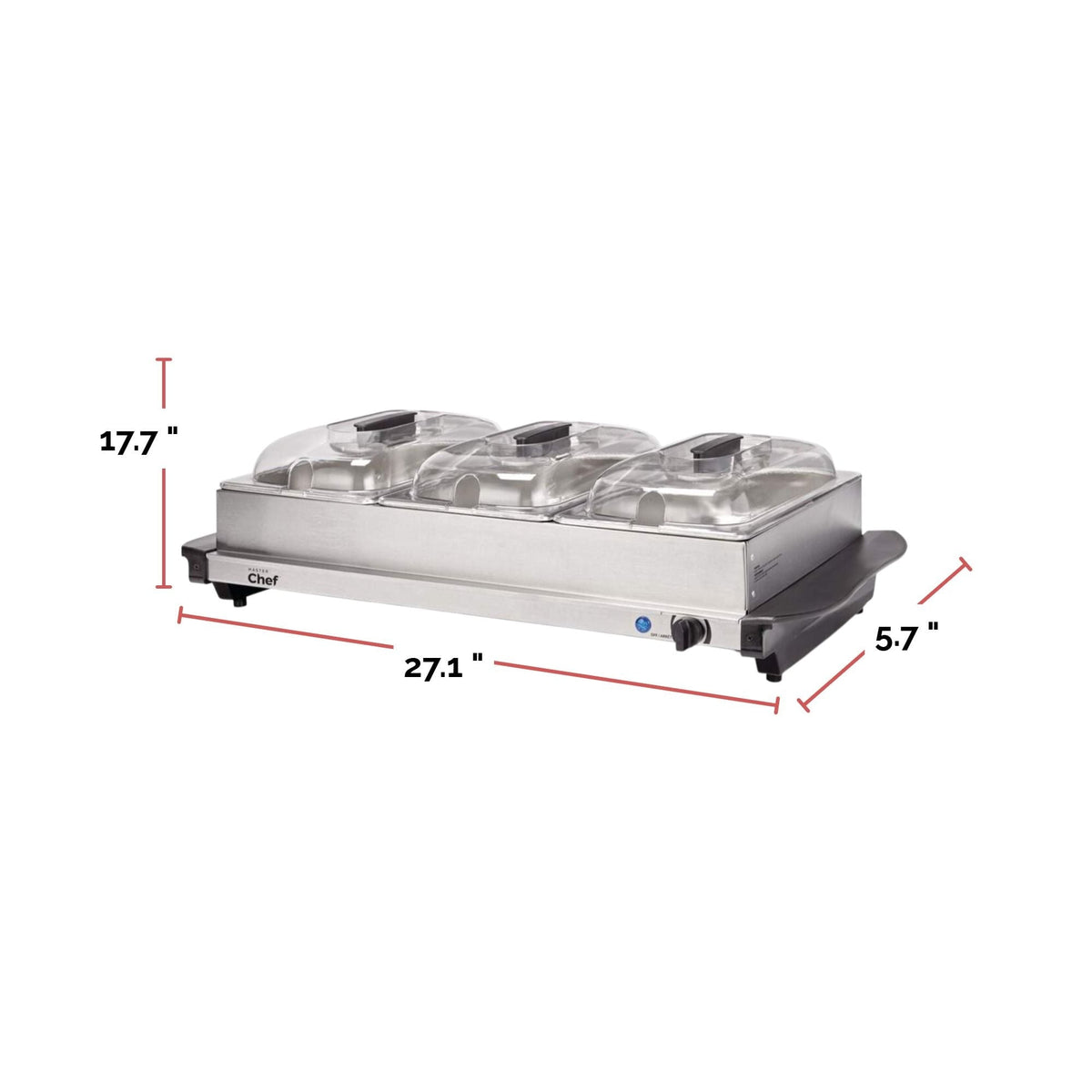 MASTER Chef 3-Tier Buffet Server/Food Warmer with Warming Tray, Stainless Steel, 300W