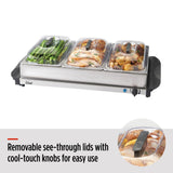 MASTER Chef 3-Tier Buffet Server/Food Warmer with Warming Tray, Stainless Steel, 300W