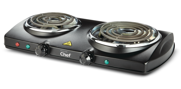 MASTER Chef Double Burner Hot Plate, Black, 1500W C2
