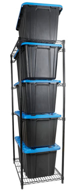 Mastercraft 5-Tier Steel Tote Storage Rack, Black, Totes Not Included
