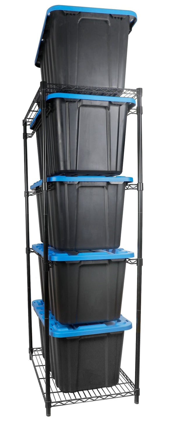 Mastercraft 5-Tier Steel Tote Storage Rack, Black, Totes Not Included L8
