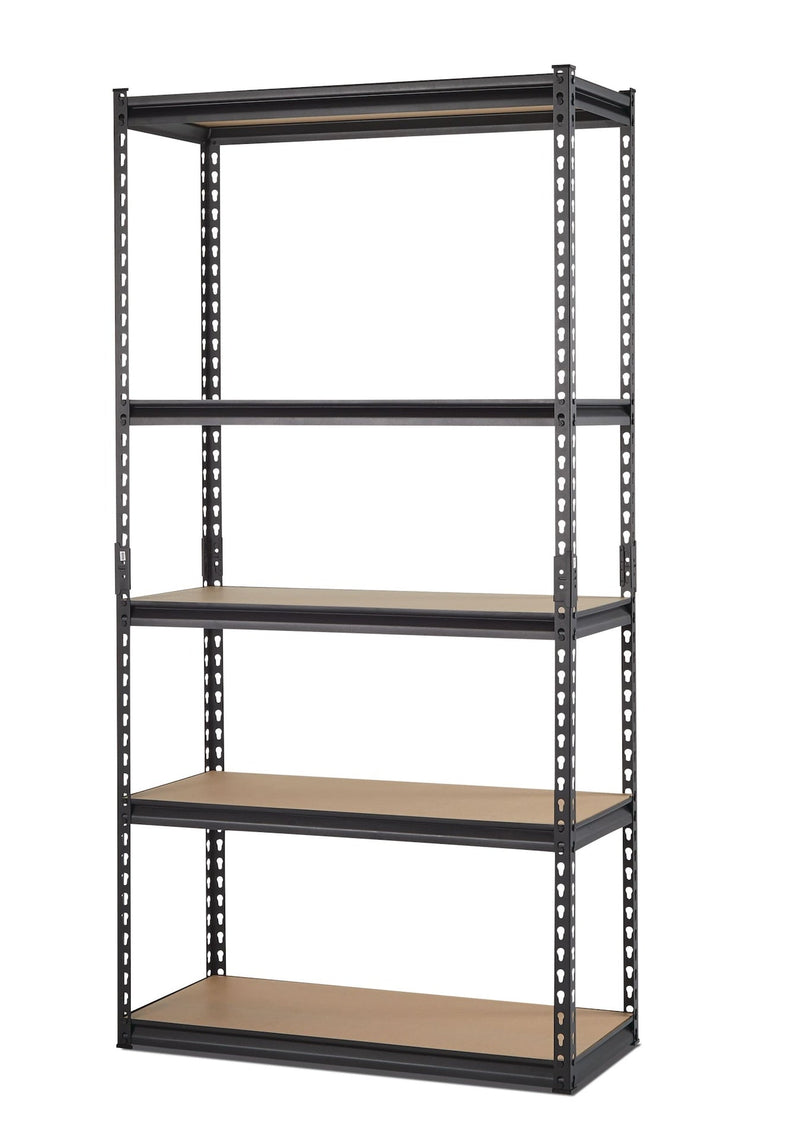 Mastercraft Adjustable 5-Shelf Steel Metal & Wood Storage Rack / Shelving Unit, 36 x 16 x 72-in U6