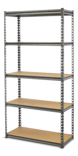 Mastercraft Adjustable 5-Shelf Steel Metal & Wood Storage Rack / Shelving Unit, 36 x 16 x 72-in