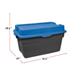 Mastercraft Heavy Duty Stackable Storage Box with Hinged Lid, 132-L, Black/Blue