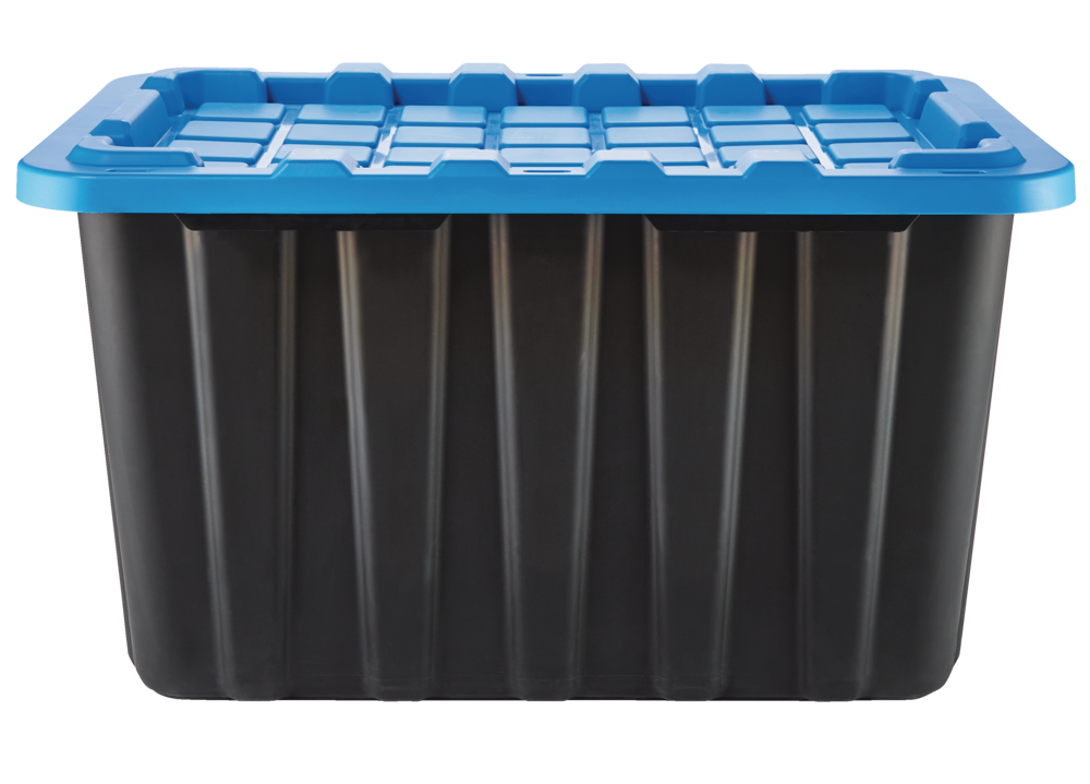 Mastercraft Heavy Duty Stackable Storage Box with Lid, 102-L, Black/Blue