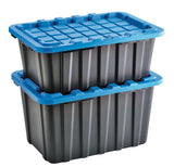 Mastercraft Heavy Duty Stackable Storage Box with Lid, 102-L, Black/Blue
