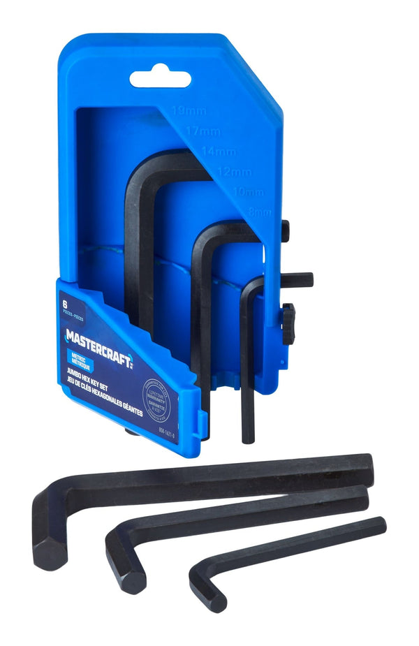Mastercraft Jumbo Hex Key Set/Allen Wrench Set, Metric, High Quality Cr-V Steel, 6-pc R9