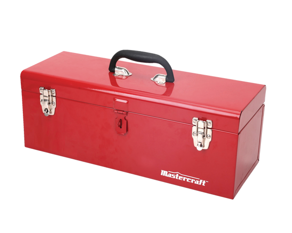 Mastercraft Portable Metal Hip Roof Tool Box with Removable Tray, 19-in, Red N5