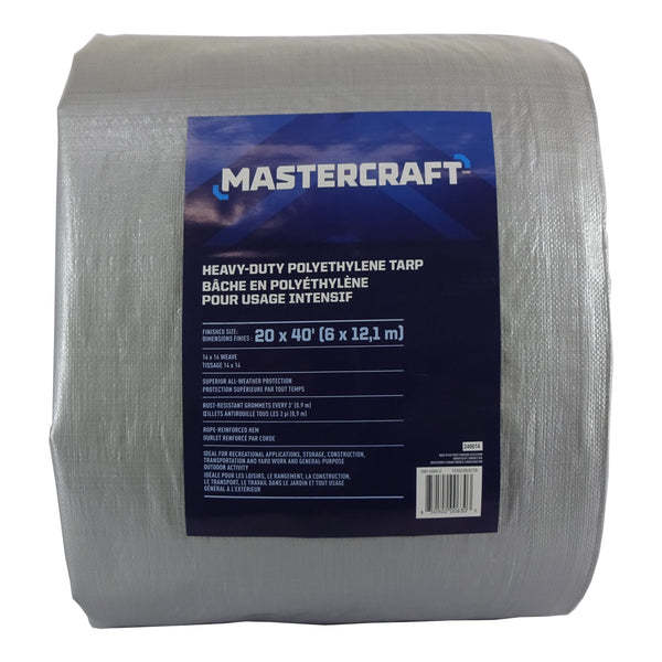 Mastercraft Premium Heavy Duty Tarp, Poly, Waterproof, 20-ft x 40-ft B8