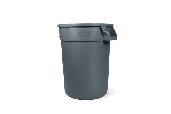 MAXIMUM Commercial Circular Outdoor Garbage Can with Lid, Grey P9