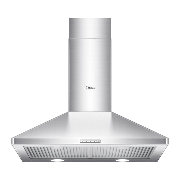 Midea Pyramid 450CFM Push Button Wall Mount Kitchen Exhaust Fan Range Hood, Stainless Steel, 30-in S9