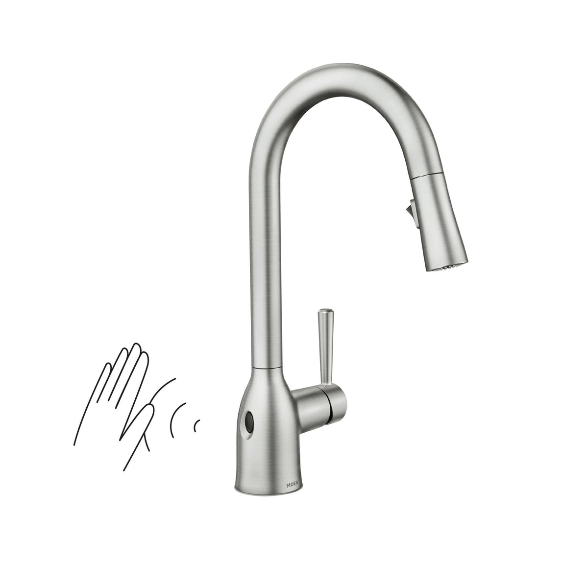 Moen Adler Single Handle Kitchen Faucet with Motionsense, Spot Resist Stainless