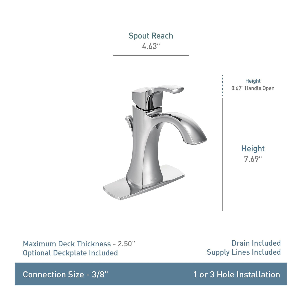 Moen Voss Double Handle High Arc Single Hole Bathroom Sink Faucet, WaterSense Certified, Oil Rubbed Bronze