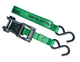 MotoMaster 1,500-lb Carbon Ratchet Tie Downs, Weatherproof, 1-in x 14-ft, 4-pk, Green