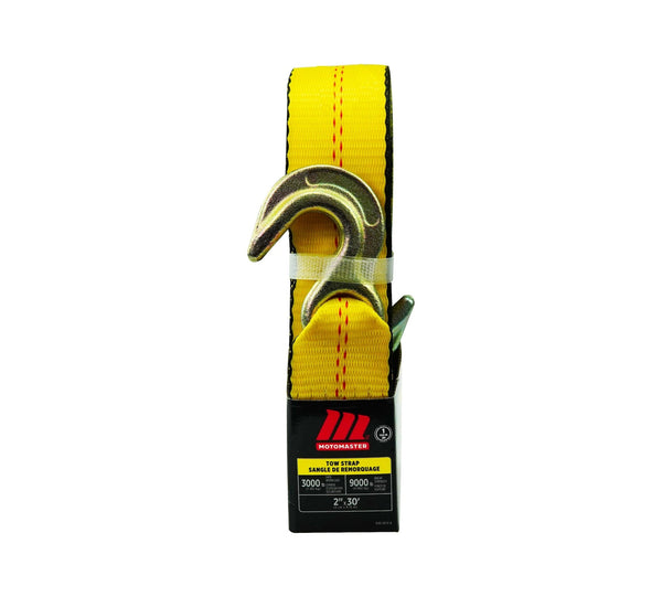 MotoMaster 9,000-lb Tow Strap, with Rust-Resistant Hooks, 2-in x 30-ft F3