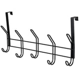 Neatfreak 19" Over The Door Double Metal 5 Hook, Black