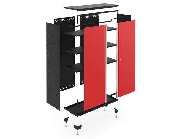 NewAge Bold Series 24-Gauge Steel RTA Storage Locker with 3 Shelves, Black/Red, 30-in A8