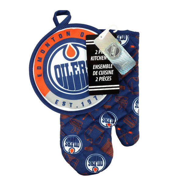 NHL Edmonton Oilers Kitchen Oven Mitt Pot Holder Set, 2-pc P9