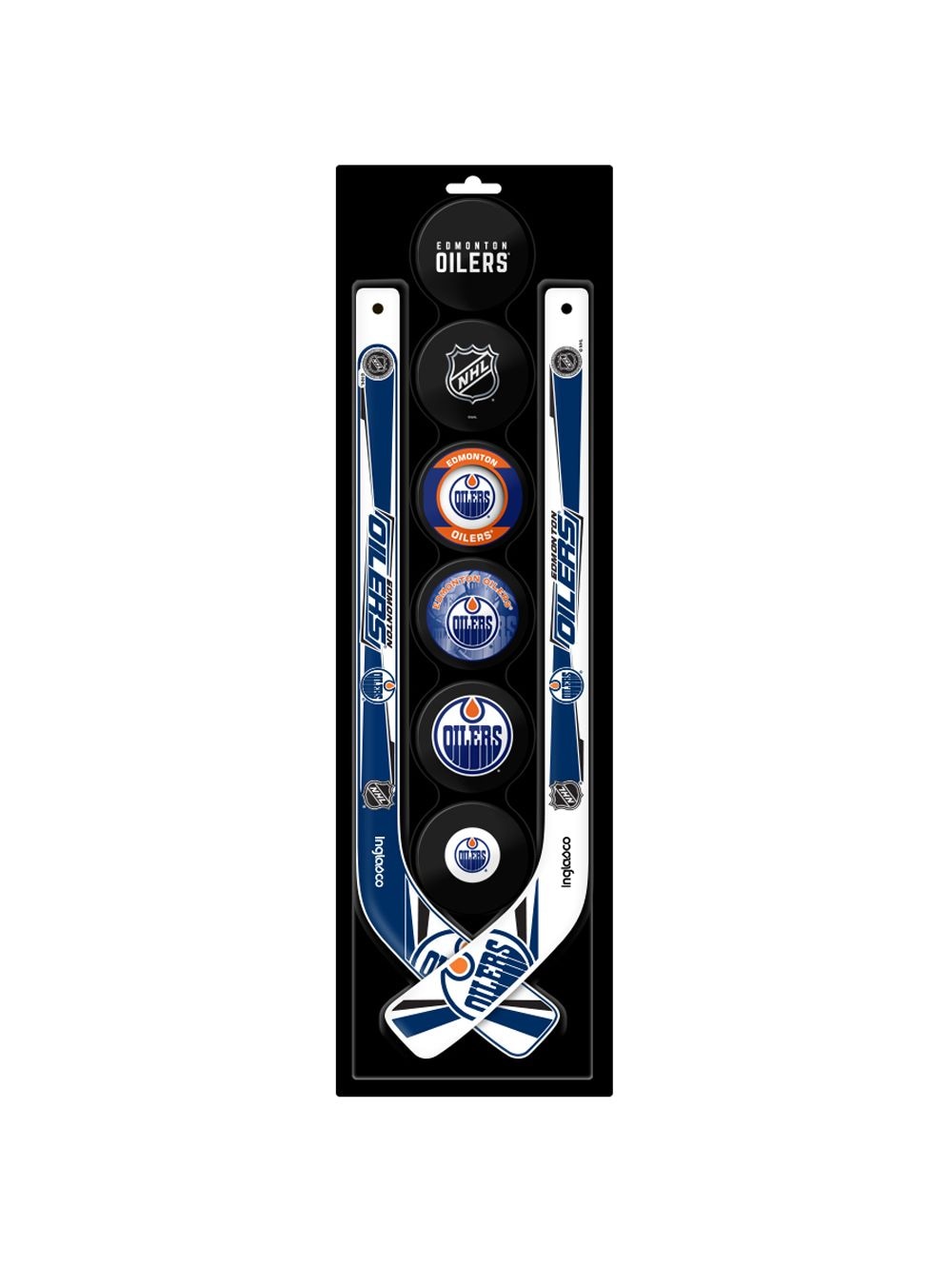 NHL Edmonton Oilers Mini Hockey Pucks & Sticks Set, 8-pc