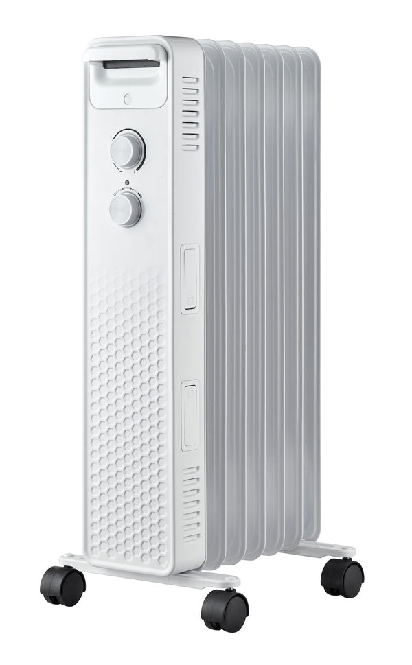 NOMA 3-Setting Mechanical Oil Filled Heater with Adjustable Thermostat, Castors & Handle, 1500W, White W3