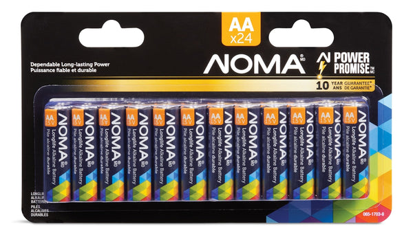 NOMA AA Alkaline Batteries, Long Lasting, All Purpose, 24-pk J8