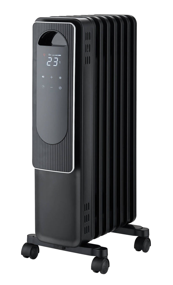 NOMA Digital Electric Oil-Filled Radiator Heater with Remote Control, 1500W, Black T7