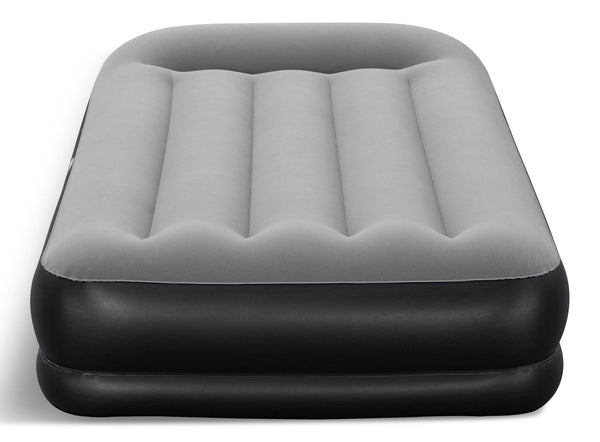 Outbound Tritech Double High Flocked Airbed, Twin, Grey, 75x38x14-in D2