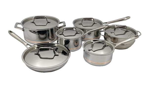 PADERNO 5-Ply Copper Core Stainless Steel Cookware Set, Oven Safe, 12-pc W4