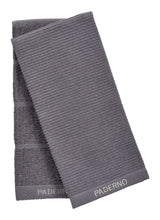 PADERNO All-Purpose Ribbed Cotton Terry Kitchen Towels, Charcoal, 2-pk