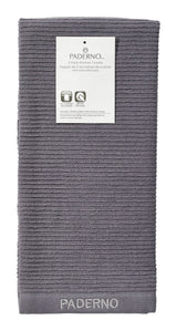 PADERNO All-Purpose Ribbed Cotton Terry Kitchen Towels, Charcoal, 2-pk