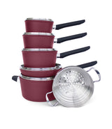 PADERNO Classic Cookware Set, Non-Stick, Maroon, 11-pc