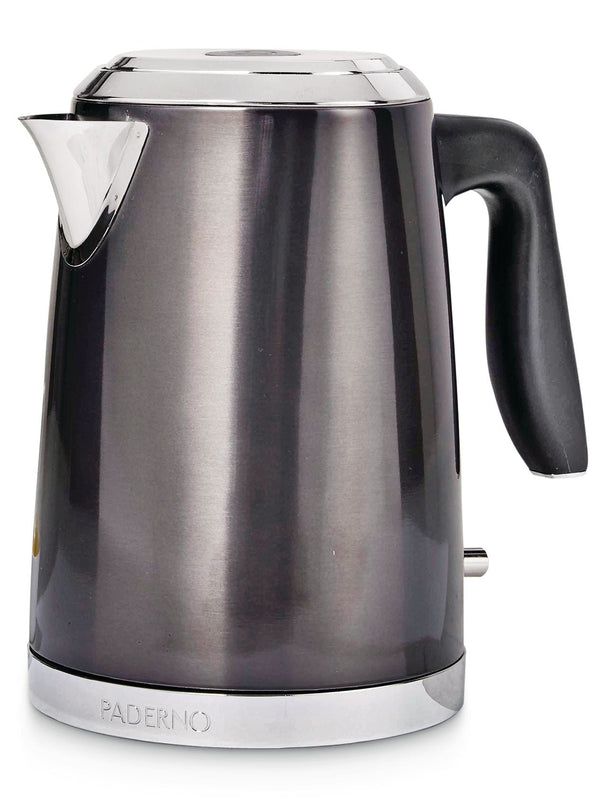 PADERNO Cordless Electric Kettle with Auto Shut Off, Black Stainless Steel, 1.7L V5
