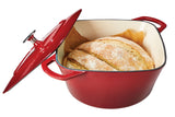 PADERNO Dutch Oven, Durable Cast Iron, Oven Safe, Red, 6.5qt
