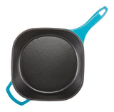 PADERNO Enameled Cast Iron Frying Pan, Turquoise Blue, 10-in