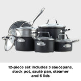 PADERNO Hard Anodized Cookware Set, Non-Stick, PFOA-Free, Dishwasher & Oven Safe, 12-pc