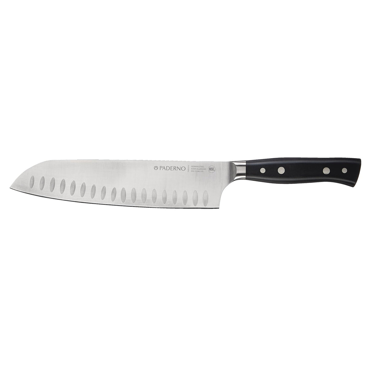 PADERNO Montgomery Stainless Steel Santoku Knife, 8-in