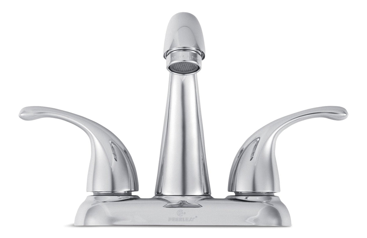 Peerless Double Handle Rigid Spout 4-in Centreset Bathroom Sink Faucet with Pop-Up Drain, Chrome
