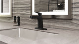 Pfister Matlock Single Handle High Arc Single Hole 4-in Centreset Bathroom Sink Faucet, Push & Seal Drain, Matte Black