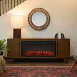 Real Flame Morris Media Indoor Electric Fireplace TV Stand, 72-in, 1500W, Includes Remote Control & Firebox, Vintage Black Maple