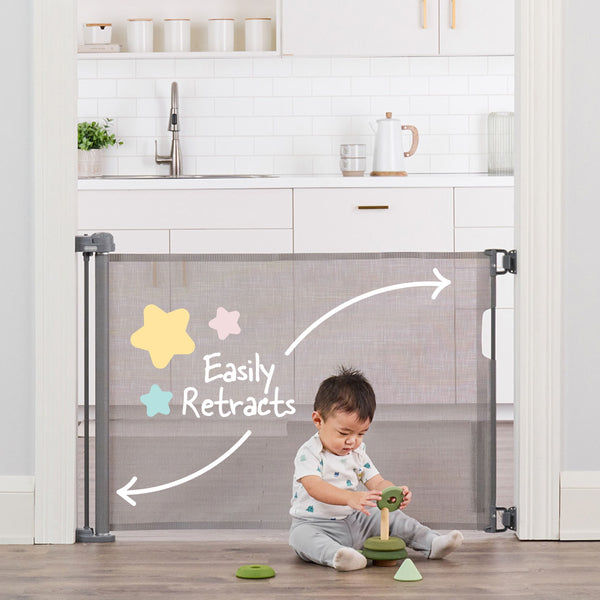 Regalo Retractable Baby Safety Gate, 50-in, Grey B9