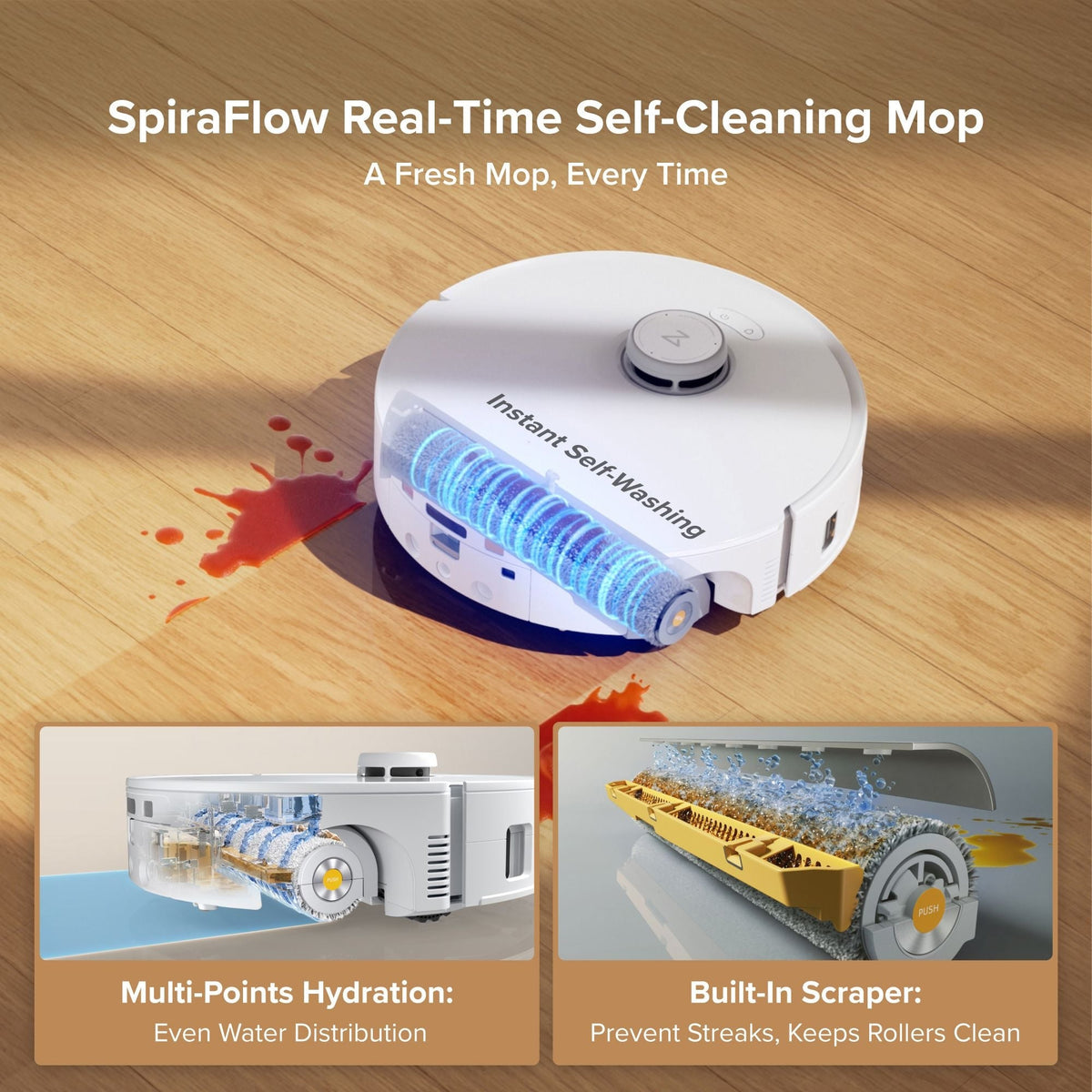 Roborock Qrevo Curv 2 Flow Robot Vacuum & Mop featuring 20,000 Pa suction, a 220 RPM roller mop, and advanced LiDAR navigation.