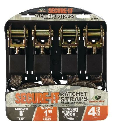 RPS Ratchet Tie-Down Straps, 1-in x 8-ft (2.54 cm x 2.4 m), 4-pk Z2