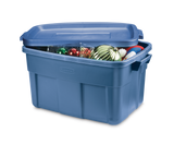 Rubbermaid Roughneck Stackable Storage Box with Lid, 53-L, Blue