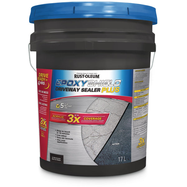 Rust-Oleum Epoxy Shield Asphalt Driveway Sealer Plus, 1000 sq. ft Coverage, Black, 17-L M9